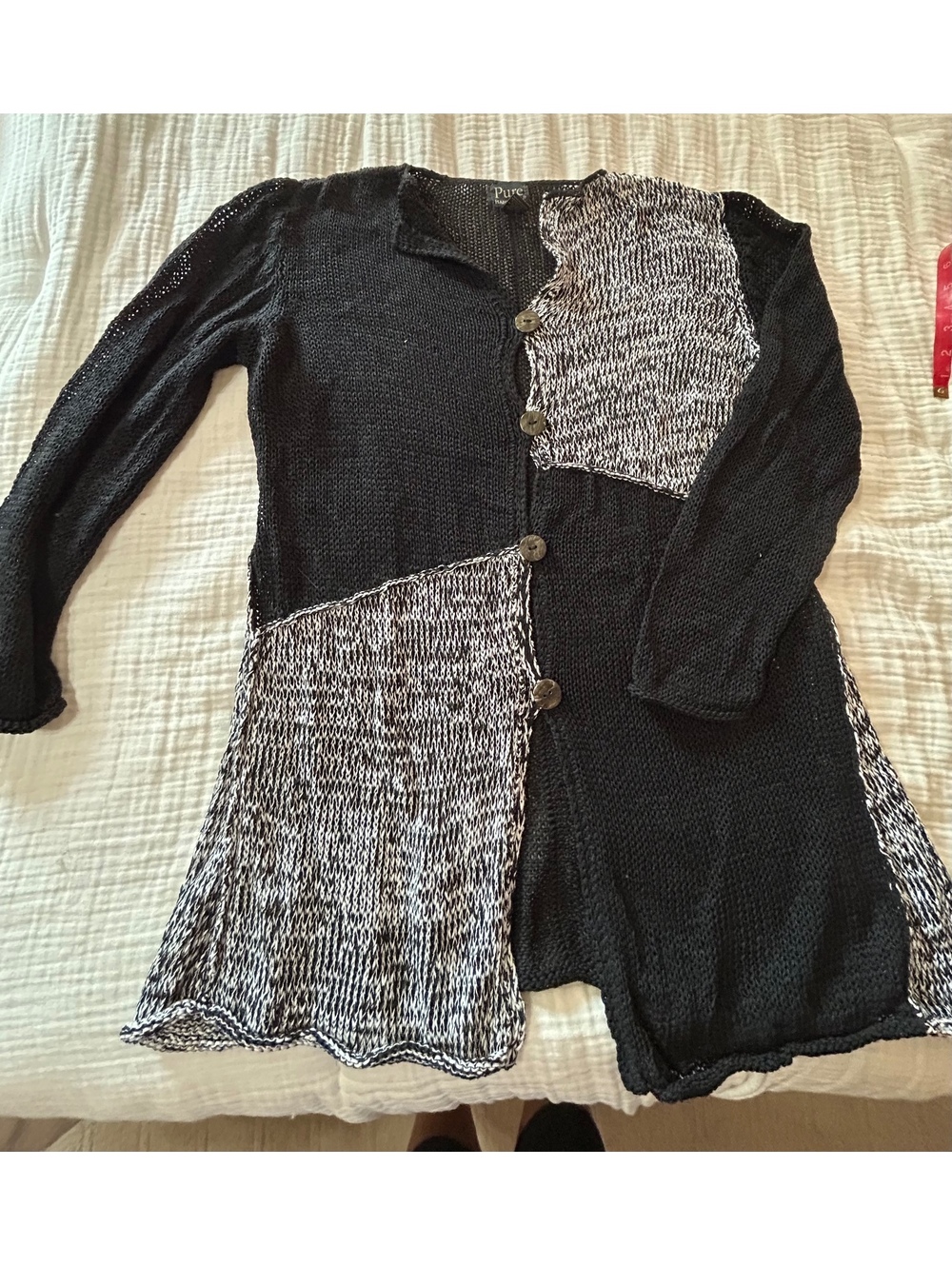 Pure Handknit linen blend cardigan sweater